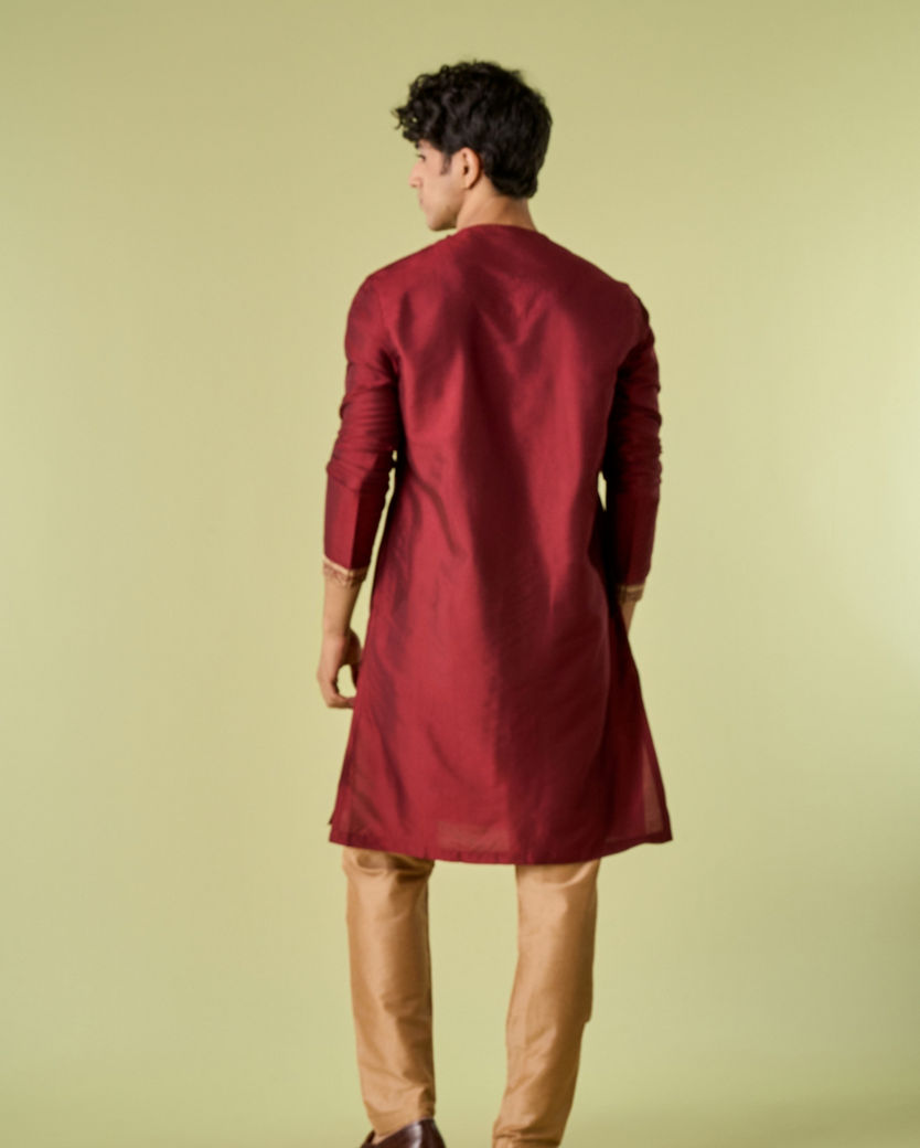 Diwas Men Maroon Elegance Kurta Pajama