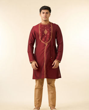 Diwas Men Maroon Majesty Kurta Pajama