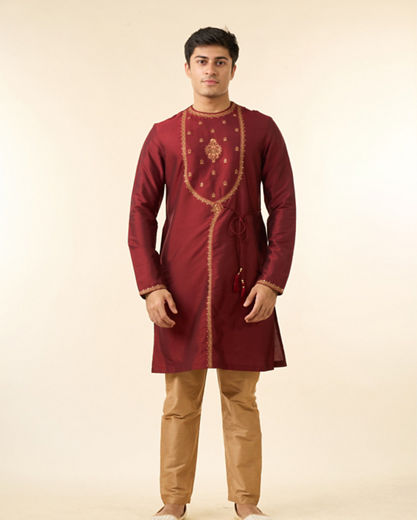 Diwas Men Maroon Majesty Kurta Pajama