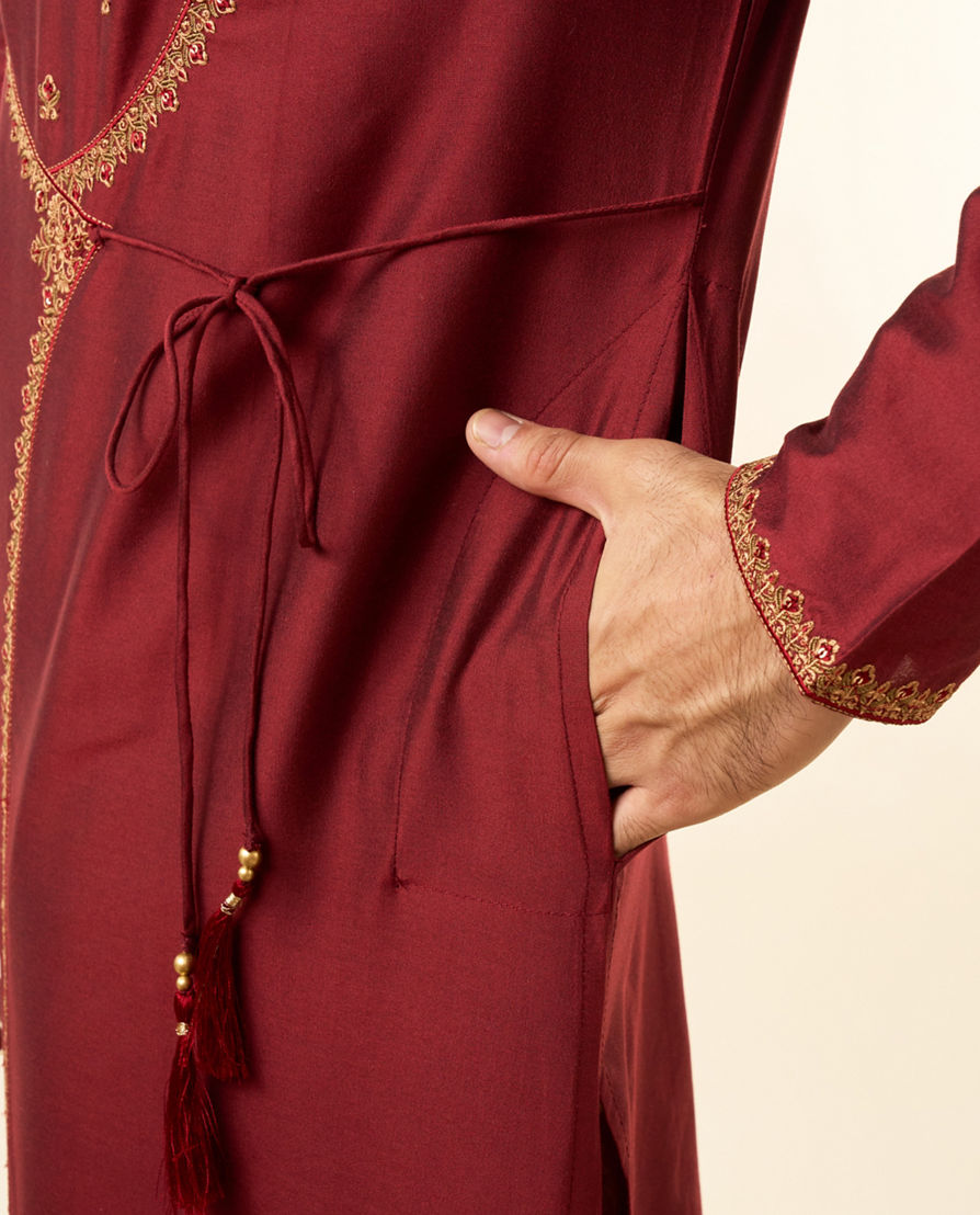 Diwas Men Maroon Majesty Kurta Pajama