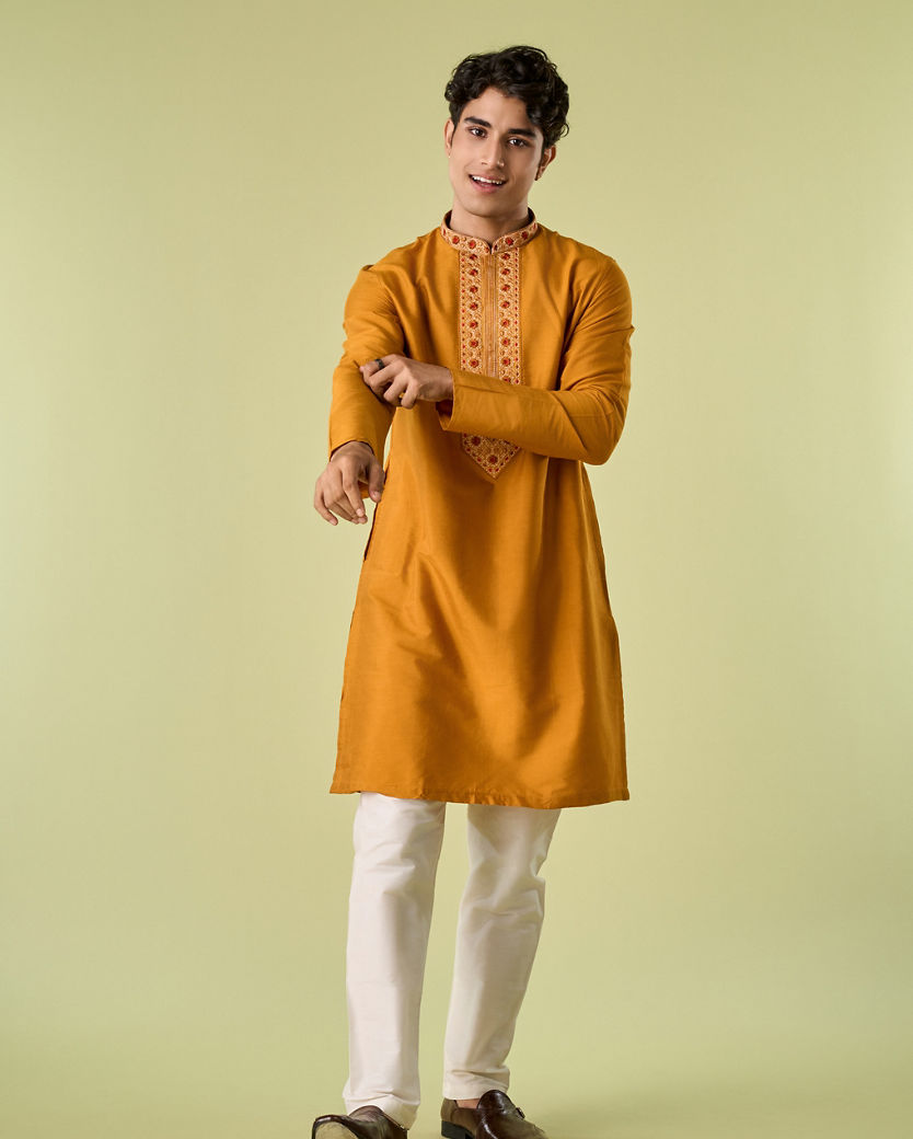 Diwas Men Mustard Majesty Kurta Pajama
