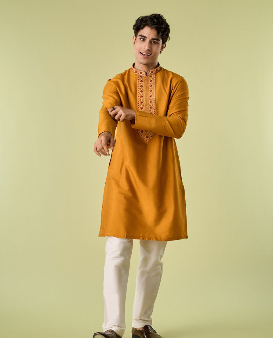 Diwas Men Mustard Majesty Kurta Pajama