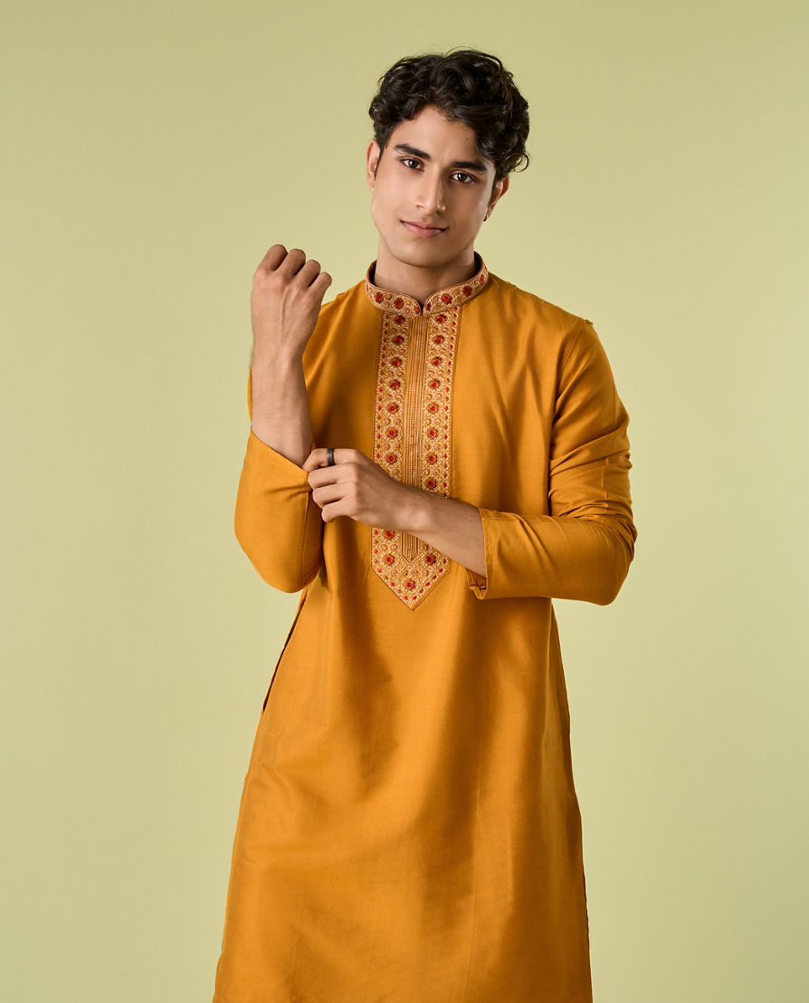 Diwas Men Mustard Majesty Kurta Pajama