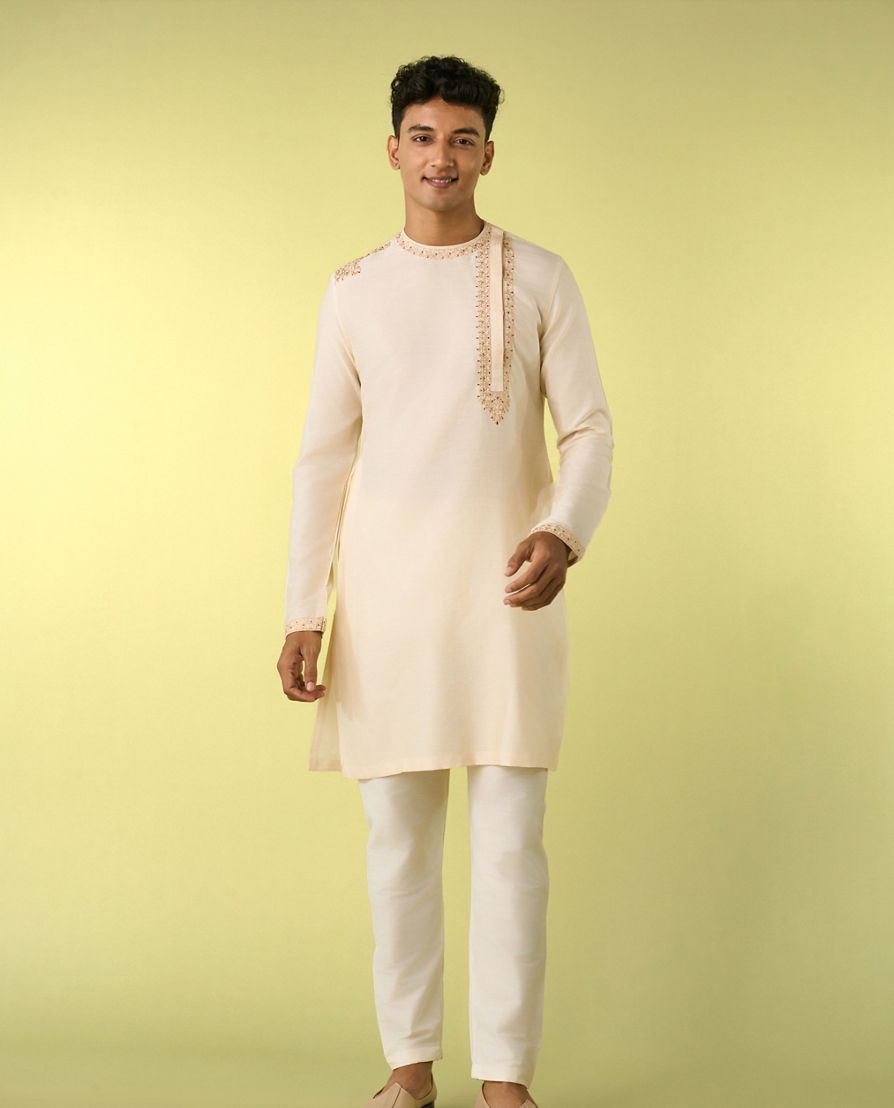 Diwas Men Gleaming Cream Kurta Pajama