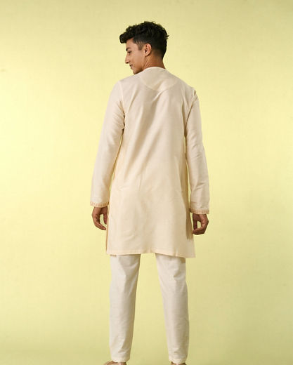 Diwas Men Gleaming Cream Kurta Pajama