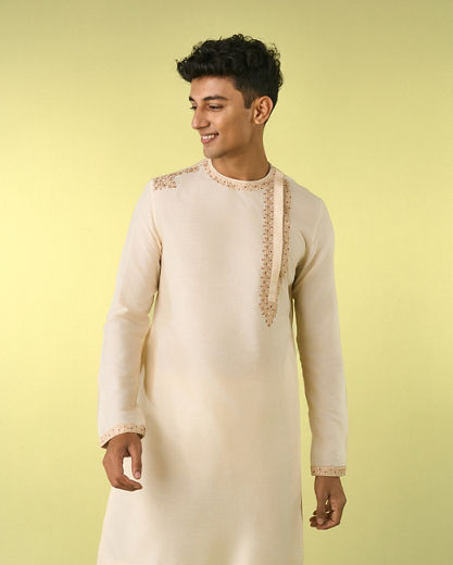 Diwas Men Gleaming Cream Kurta Pajama