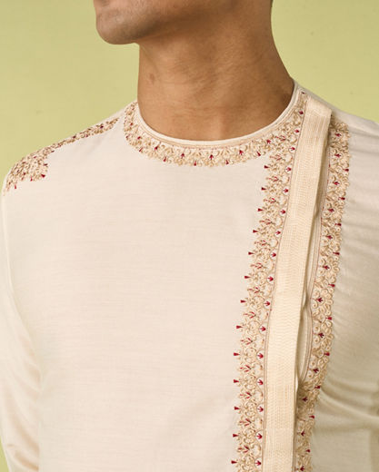 Diwas Men Gleaming Cream Kurta Pajama