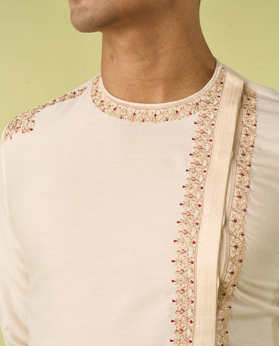 Diwas Men Gleaming Cream Kurta Pajama