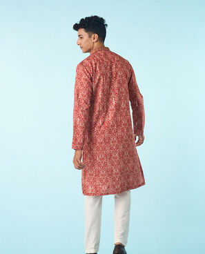 Diwas Men Divine Red Kurta Pajama