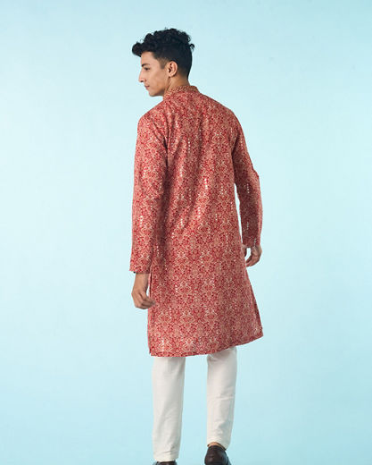 Diwas Men Divine Red Kurta Pajama