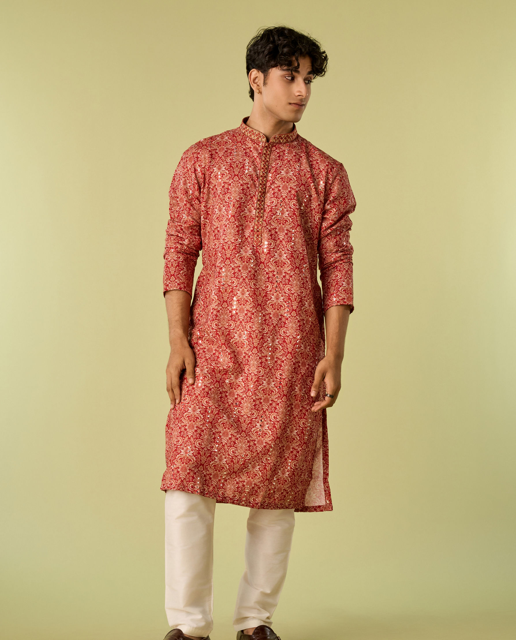 Diwas Men Divine Red Kurta Pajama