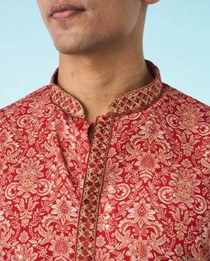 Diwas Men Divine Red Kurta Pajama