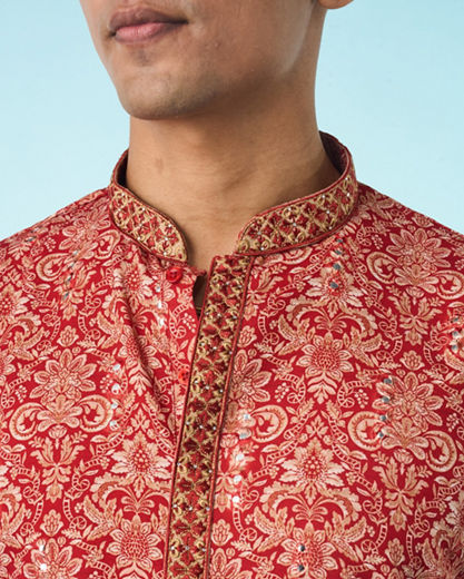 Diwas Men Divine Red Kurta Pajama
