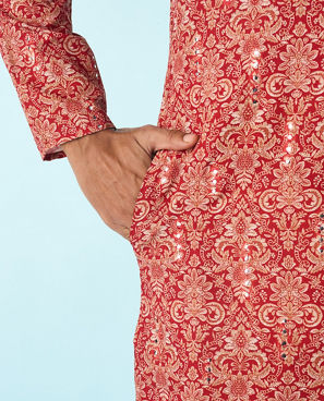 Diwas Men Divine Red Kurta Pajama