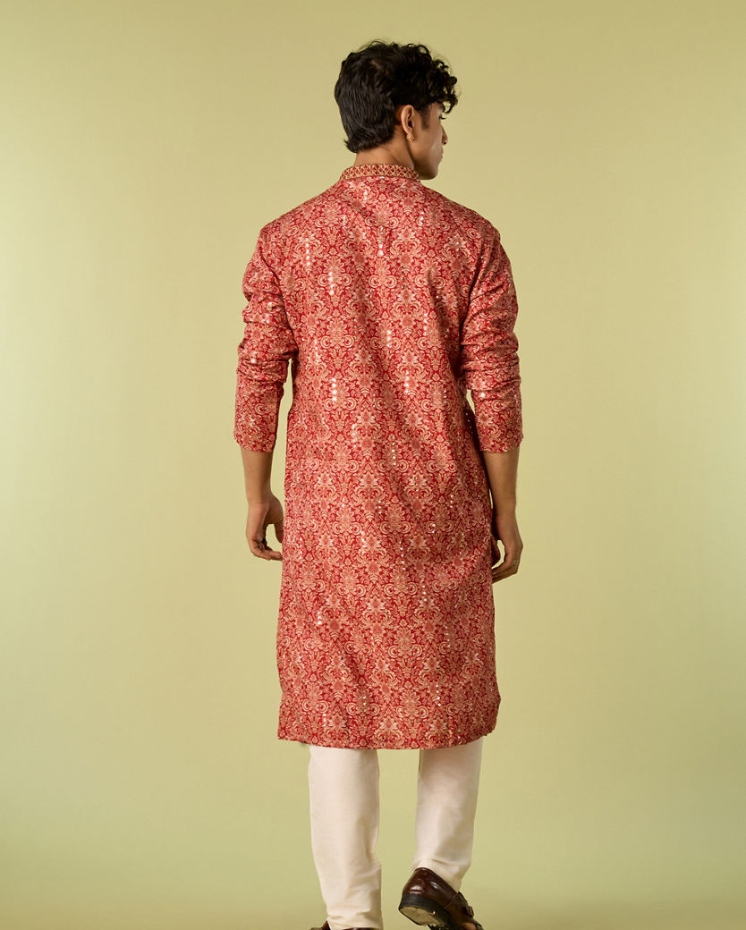 Diwas Men Divine Red Kurta Pajama