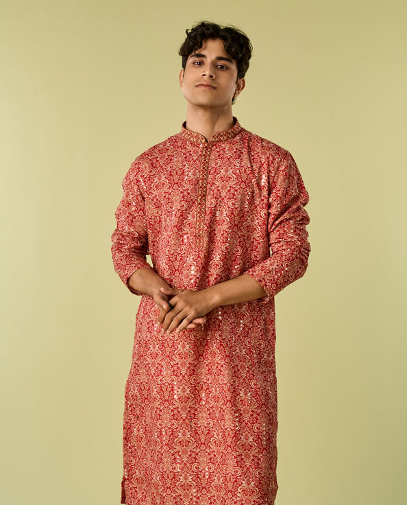 Diwas Men Divine Red Kurta Pajama