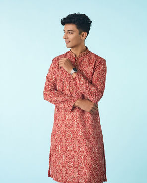Diwas Men Divine Red Kurta Pajama