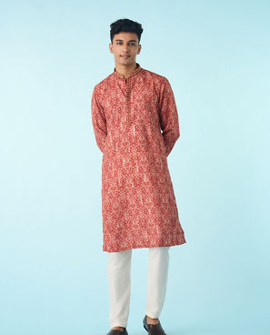 Diwas Men Divine Red Kurta Pajama