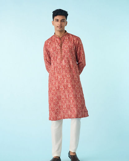 Diwas Men Divine Red Kurta Pajama