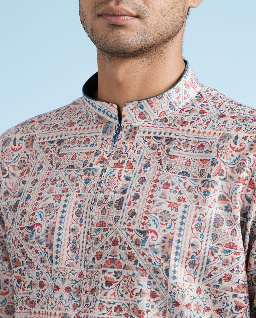 Diwas Men Beige Regal Kurta Pajama