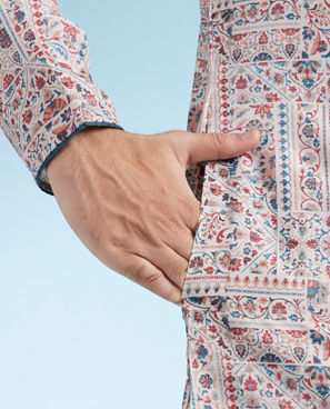 Diwas Men Beige Regal Kurta Pajama