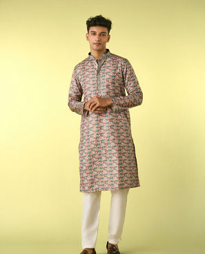 Diwas Men Teal Green Elegance Kurta Pajama