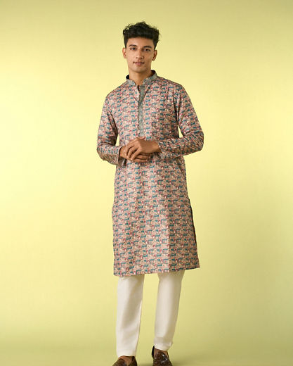 Diwas Men Teal Green Elegance Kurta Pajama