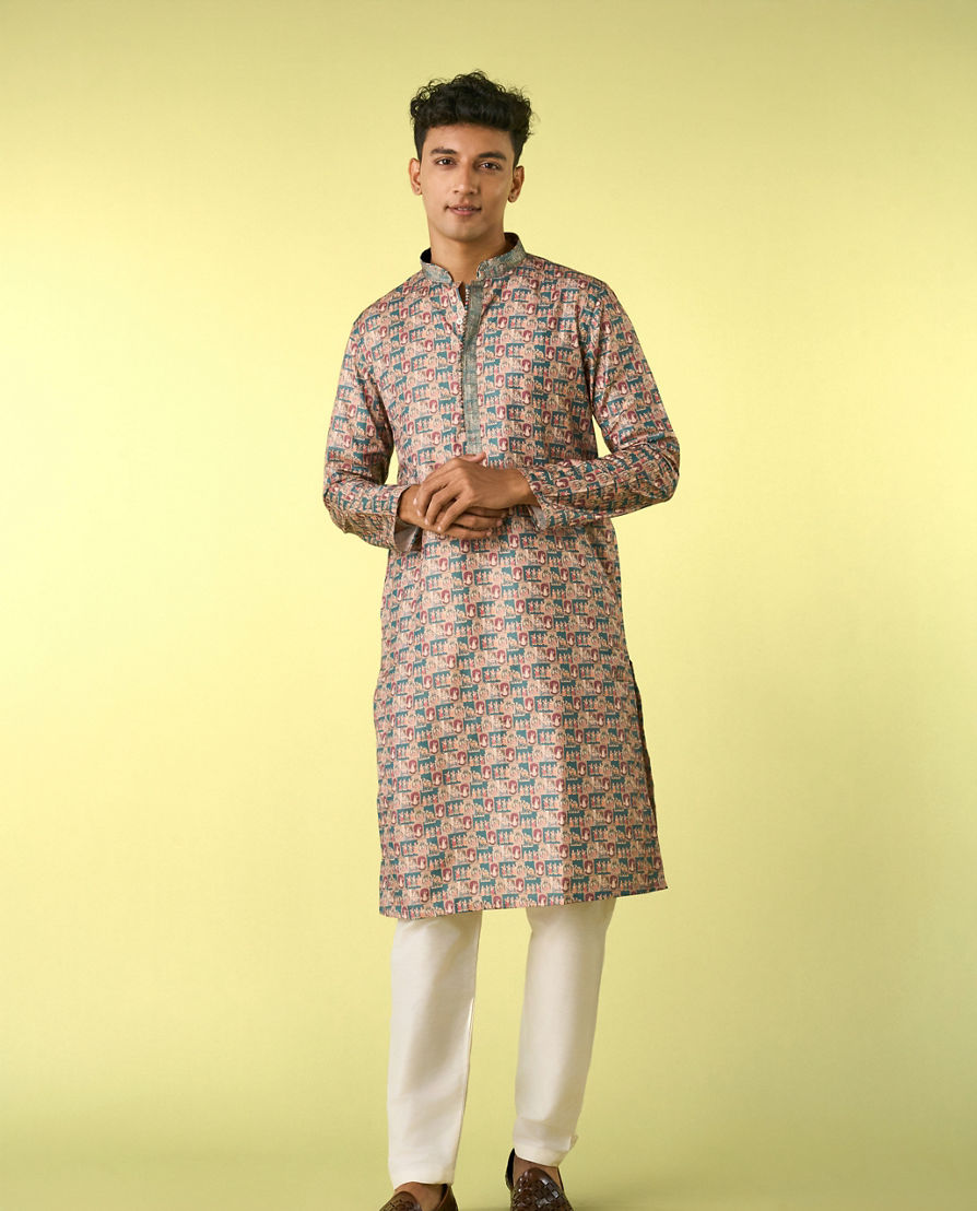 Diwas Men Teal Green Elegance Kurta Pajama