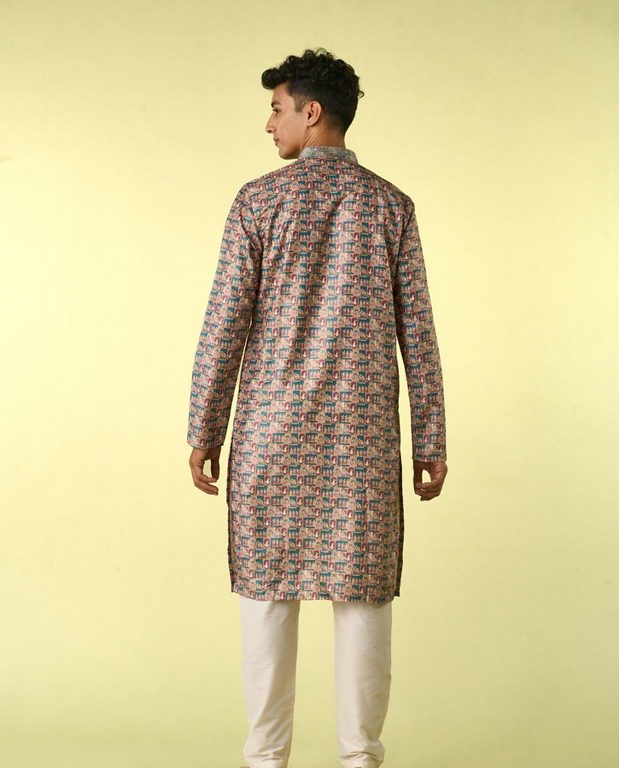 Diwas Men Teal Green Elegance Kurta Pajama