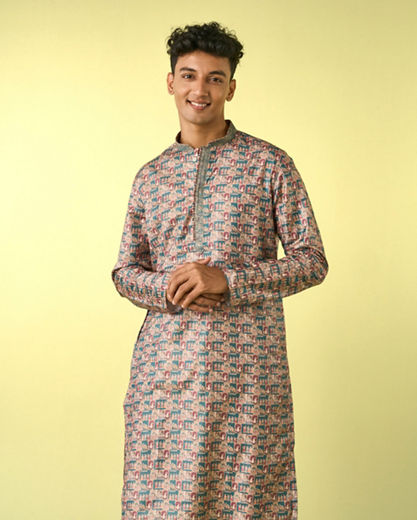 Diwas Men Teal Green Elegance Kurta Pajama