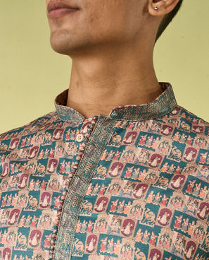 Diwas Men Teal Green Elegance Kurta Pajama