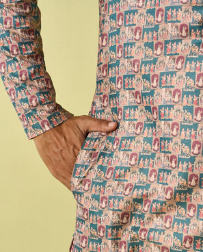 Diwas Men Teal Green Elegance Kurta Pajama