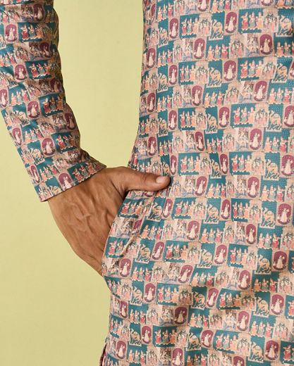 Diwas Men Teal Green Elegance Kurta Pajama