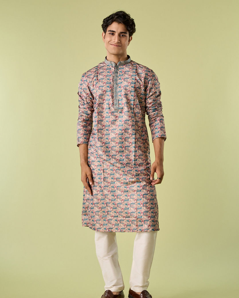 Diwas Men Teal Green Elegance Kurta Pajama