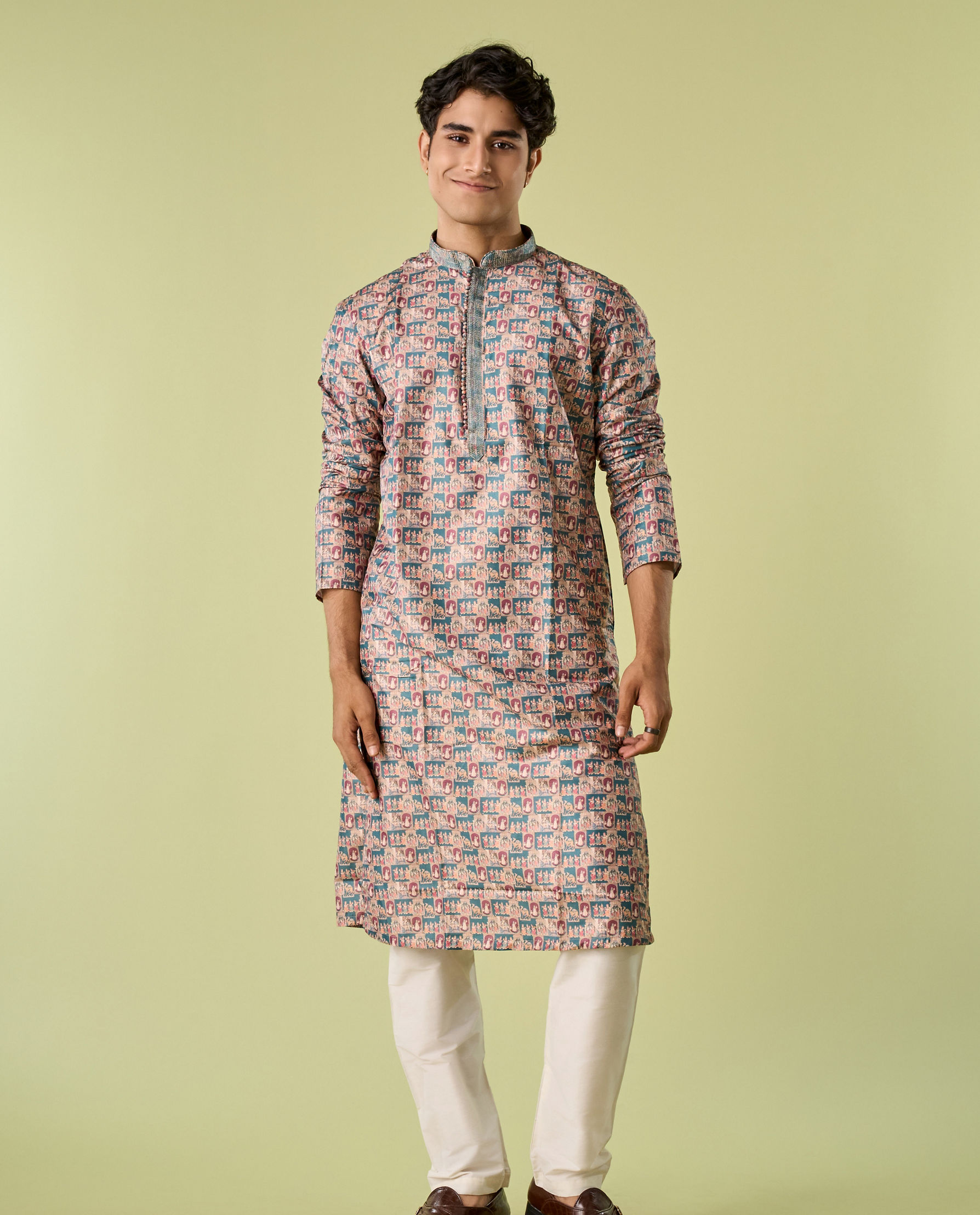 Diwas Men Teal Green Elegance Kurta Pajama