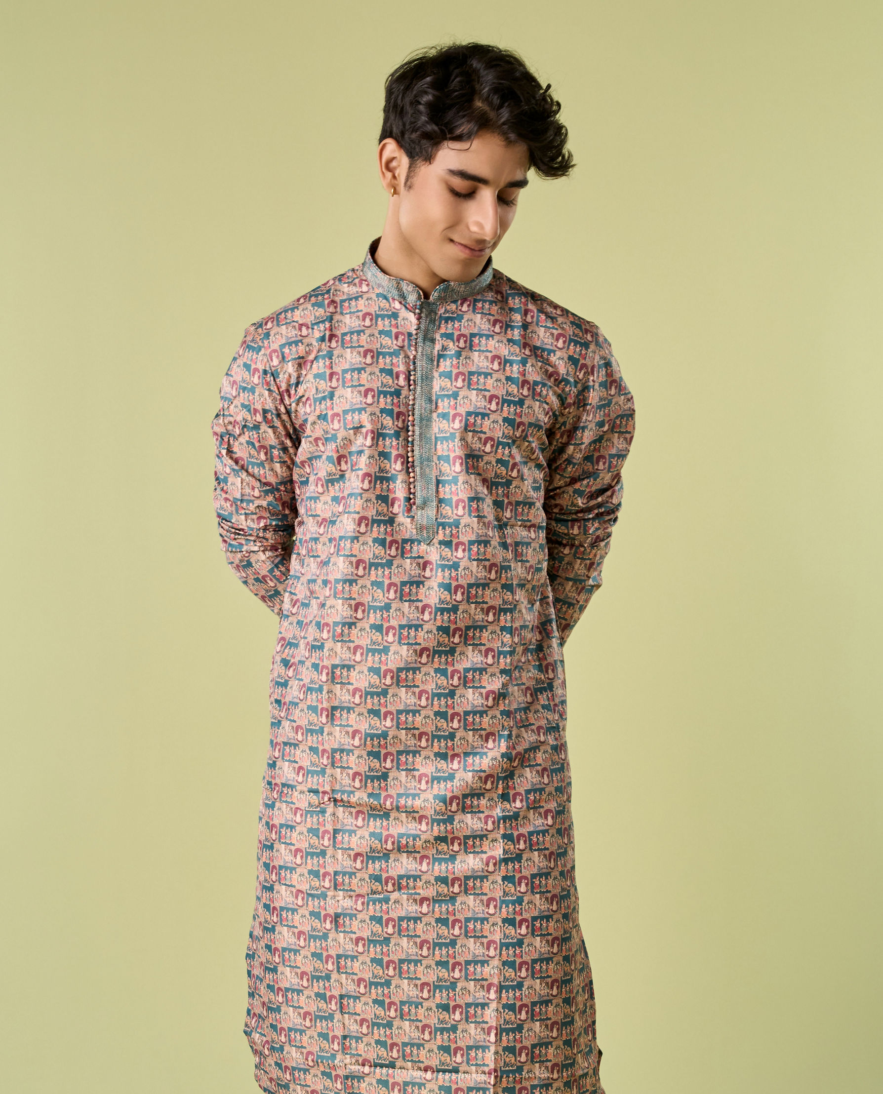 Diwas Men Teal Green Elegance Kurta Pajama