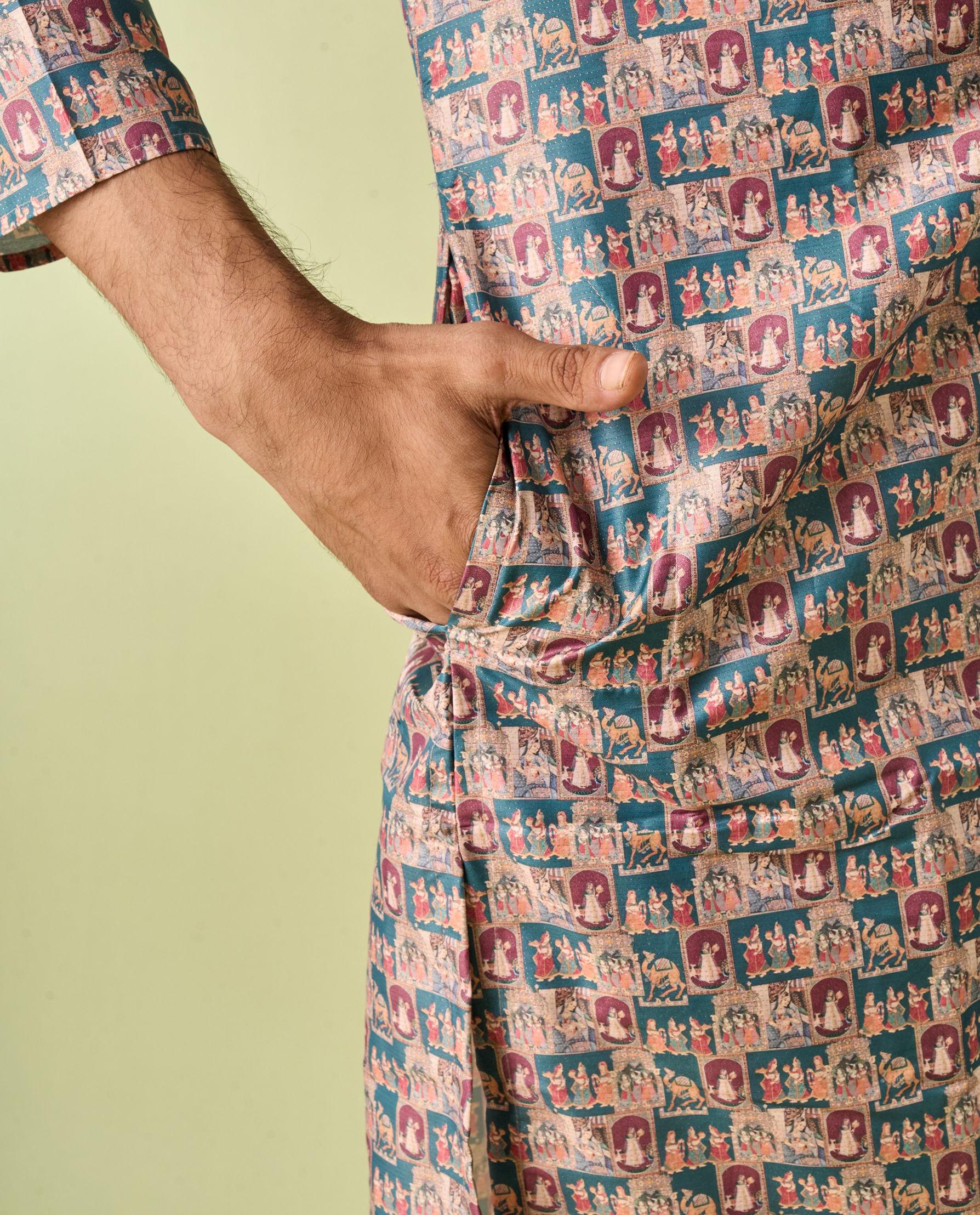 Diwas Men Teal Green Elegance Kurta Pajama