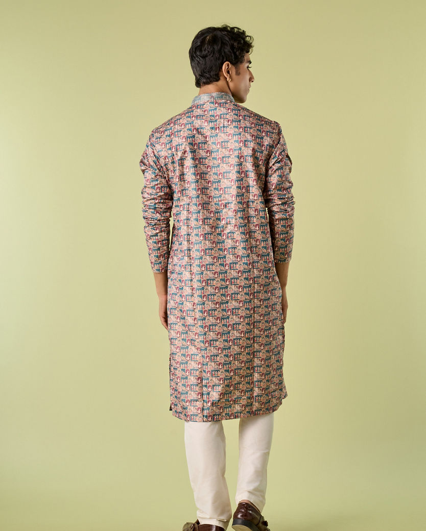 Diwas Men Teal Green Elegance Kurta Pajama