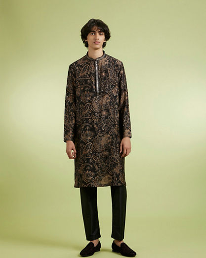 Diwas Men Black Elegance Kurta Pajama