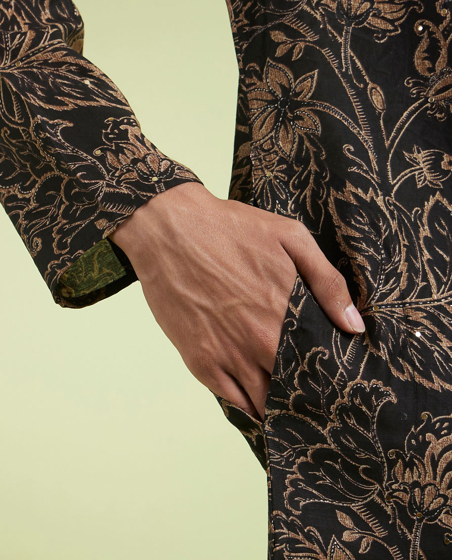 Diwas Men Black Elegance Kurta Pajama
