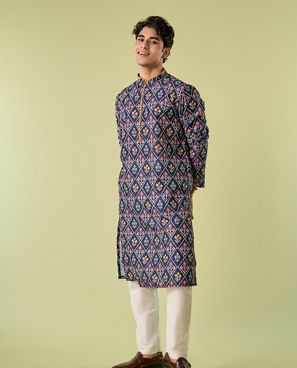 Diwas Men Dark Blue Elegance Kurta Pajama