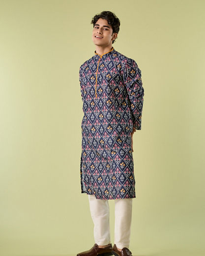 Diwas Men Dark Blue Elegance Kurta Pajama