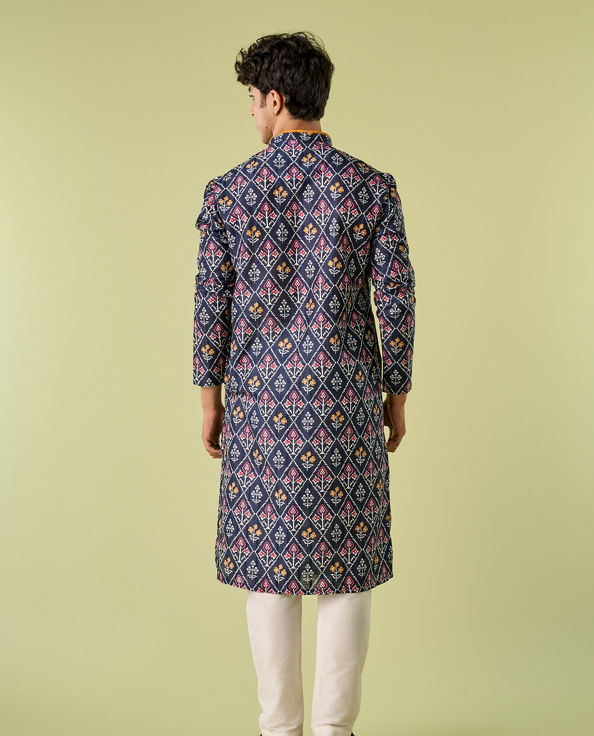 Diwas Men Dark Blue Elegance Kurta Pajama