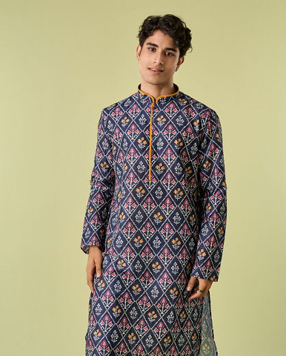 Diwas Men Dark Blue Elegance Kurta Pajama