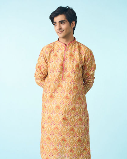 Diwas Men Mustard Splendor Kurta Pajama