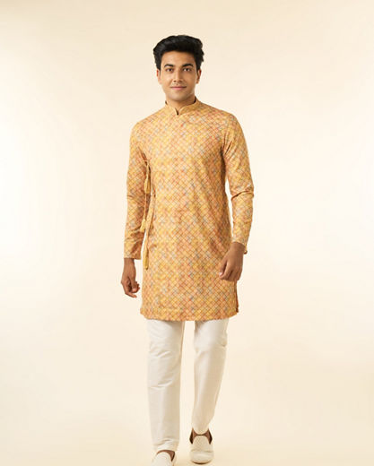 Diwas Men Mustard Elegance Kurta Pajama