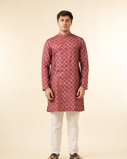 Diwas Men Rust Festive Radiance Kurta Pajama