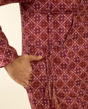 Diwas Men Rust Festive Radiance Kurta Pajama