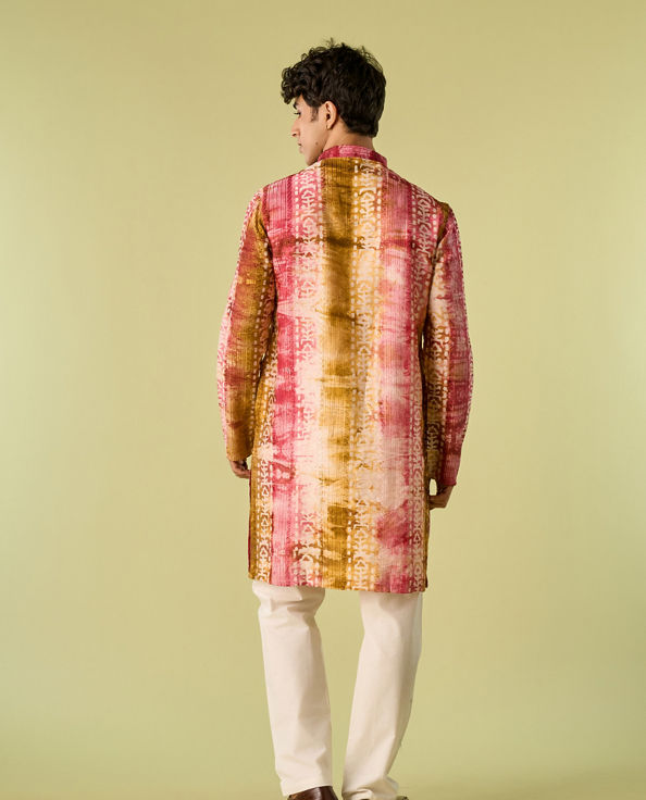 Diwas Men Pink Swirl Symmetry Kurta Pajama