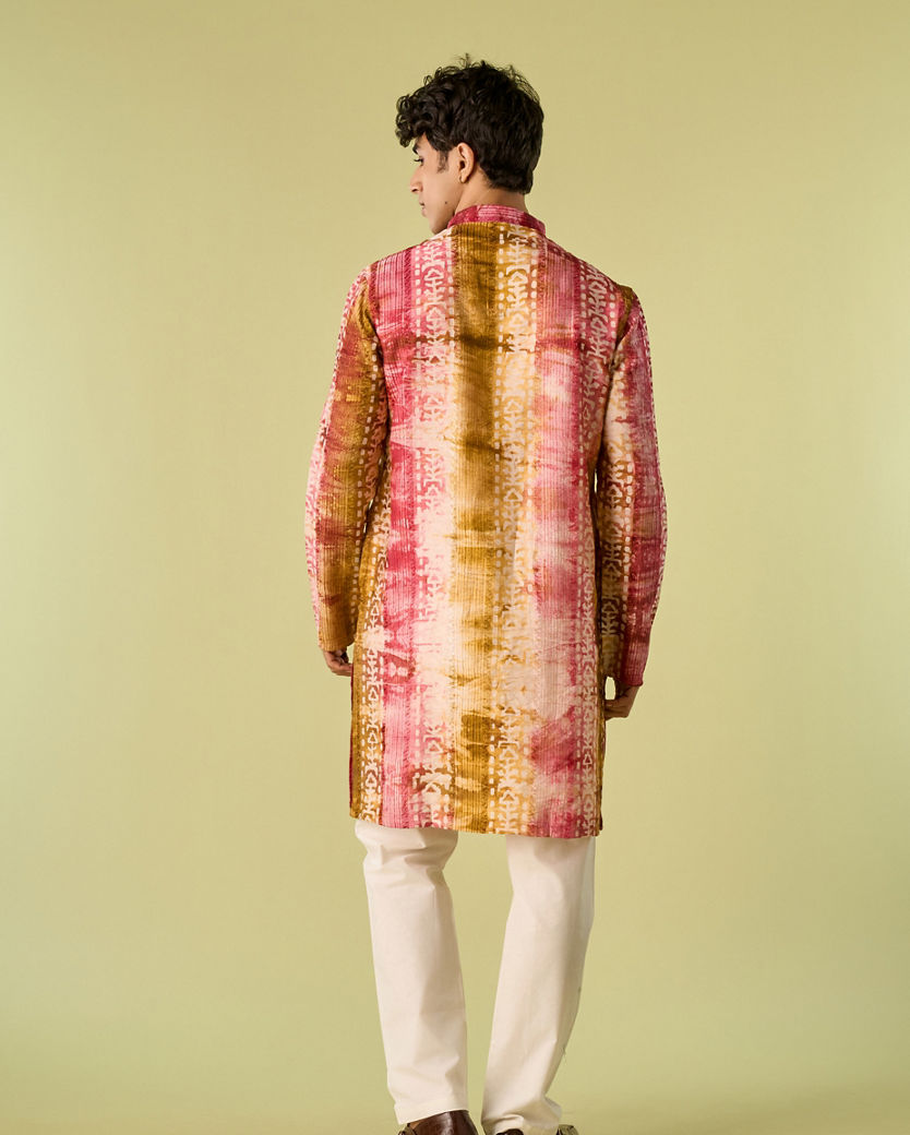 Diwas Men Pink Swirl Symmetry Kurta Pajama